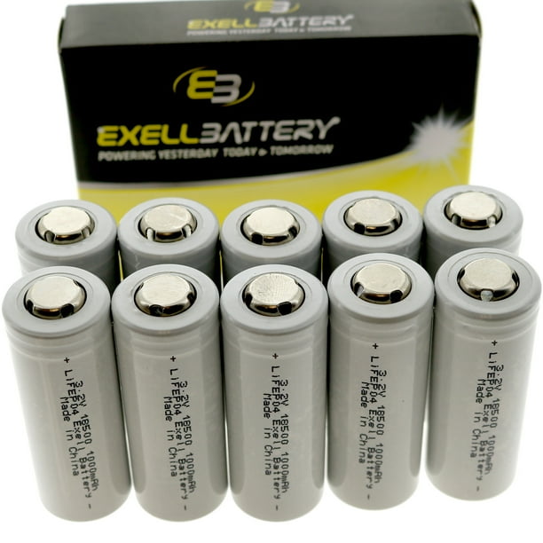 10pc 3.2V 1000mAh LiFePO4 Size 18500 (18 x 46.9mm) Rechargeable Solar Batteries