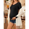 thumbnail image 4 of Weardear 4 Pack Maternity Shirt Long Sleeve Side Ruched Pregnancy Tunic Tops Casual V Neck T Shirts for Women, 4 of 6