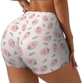 thumbnail image 2 of Vsdgher Floral Strawberr print Workout Shorts for Women Seamless Soft Smooth Gym Yoga Scrunch Active Exercise Fitness Shorts, 2 of 8
