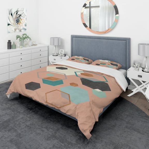 Designart 'Geometric hexagons Pattern II' Geometric Duvet Cover Set