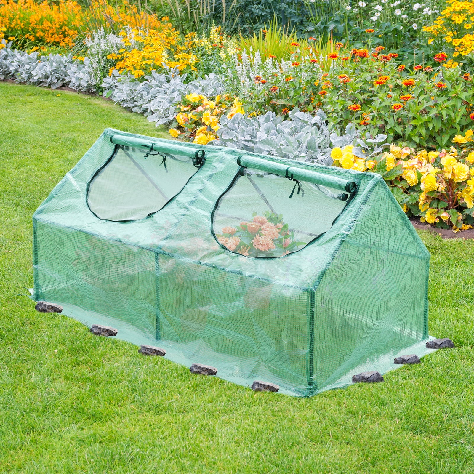 Aoodor 4x2x2 FT 3-in-1 Mini Greenhouse Kit, Small Greenhouse with Triple-Layer Window for All-Season Vegetable and Plant Growing