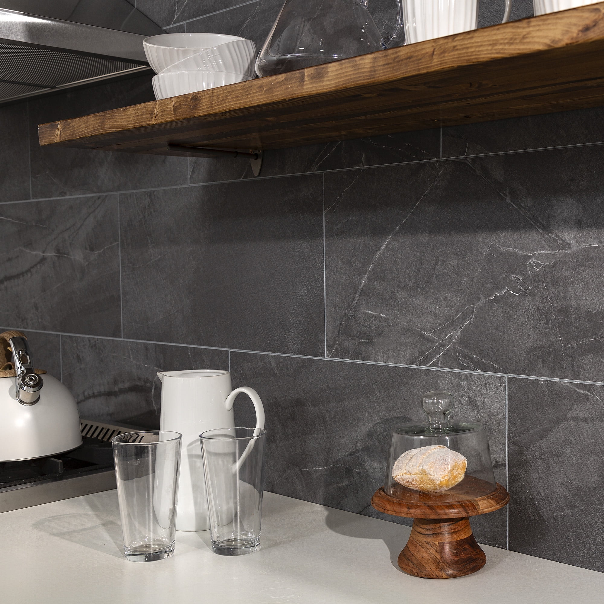 Palisade 23.2 in. x 11.1 in. Interlocking Vinyl Wall/Backsplash Panels in Cracked Slate (10 Pack)