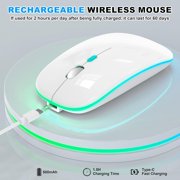 Bluetooth LED 2.4G Wireless Mouse Luminous Slim Design for Laptop - Space Silver
