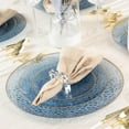 thumbnail image 2 of EcoQuality 7" inch Round Hammered Translucent Blue Plastic Plates with Gold Rim - China Like Party Plates, Heavy Duty Large Disposable Dinner Charger Salad Plate Weddings, Serveware (10 Pack), 2 of 3