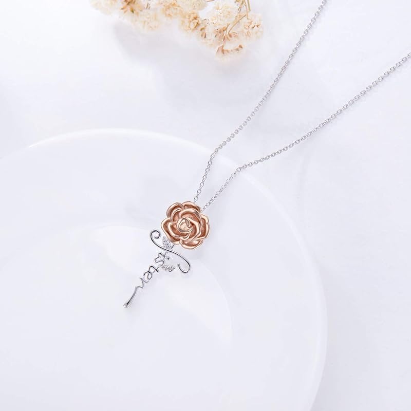 DVEATR Sterling Silver Sunflower & Rose Flower Butterfly & Lotus Pendant - Sister & Friendship Gift for Women