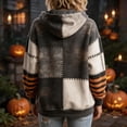 thumbnail image 4 of Meltox Womens Hooded Sweatshirt with Pocket Lightweight Fleece Pullover Long Sleeve Relaxed Fit Patchwork Graphic Hoodie Top Orange S, 4 of 8