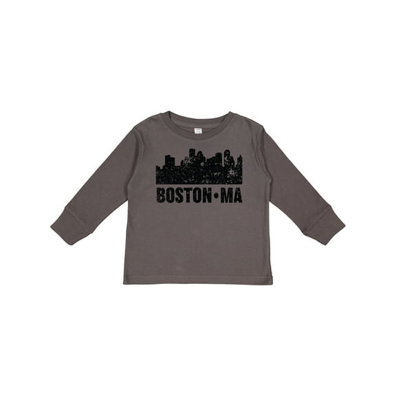 Inktastic Boston Massachusetts City Skyline with Grunge Boys or Girls Long Sleeve Toddler T-Shirt
