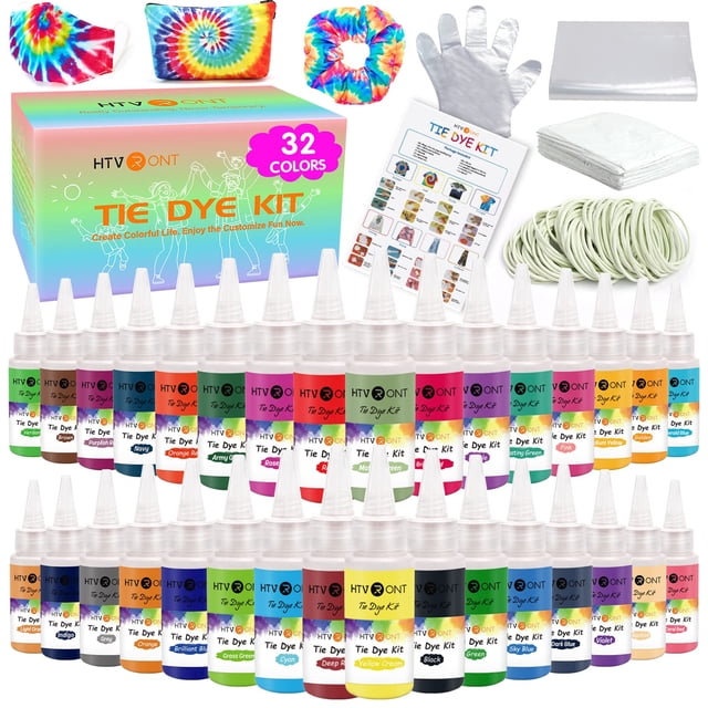 Kit Tie Dye HTVRONT 32 colores vibrantes con botellas precargadas