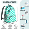 thumbnail image 5 of Blue and White Checkered Pattern Backpack for School, Cute School Bag with Adjustable Shoulder Straps and Padded Back, 16.9"x12.6"x5.9", 5 of 5
