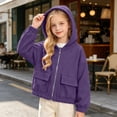 thumbnail image 2 of Girls Zip up Hoodies Teen Fleece Full-Zip Sweatshirts Jacket Casual Fall Hoodie with Pockets Purple 12 Years, 2 of 9