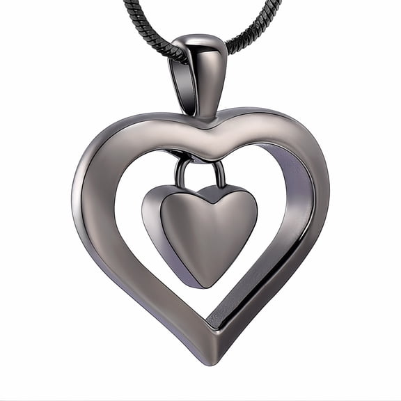 Double Heart Urn Necklace Memorial Pendant With Funnel Fill Kit Included, Keepsake Cremation Ashes Jewelry