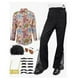 thumbnail image 1 of Traje de discoteca para hombre, camisa floral vintage, pantalones acampanados, conjunto de dos piezas, traje para actuación en el escenario, 1 of 3