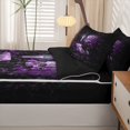 thumbnail image 5 of Homewish Vintage Hipple Skull Zipper Twin Comforter Sets with Fitted Sheet and 2 Pillowcases,Happy Halloween Zipper Bedding Set,Purple Rose Bed Set,Black Reversible,4pcs, 5 of 8