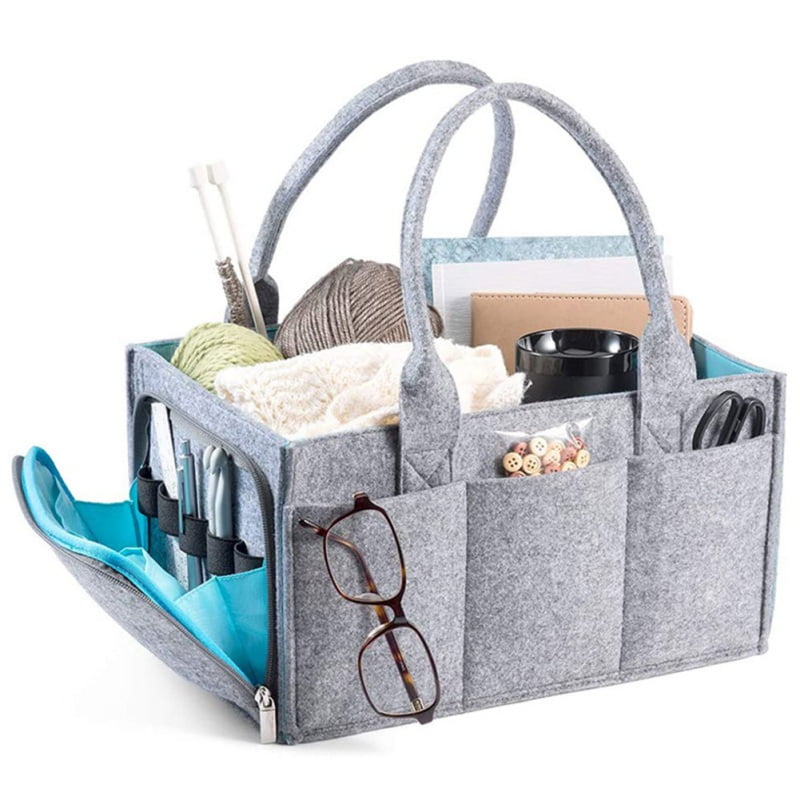 Grey Felt Caddy Storage Box  Nursery Bag Car Boot Foldable Portable Organizer 