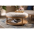 thumbnail image 5 of Linen Fabric Upholstered and Wood Button-Tufted Cocktail Ottoman with Shelf, 5 of 5