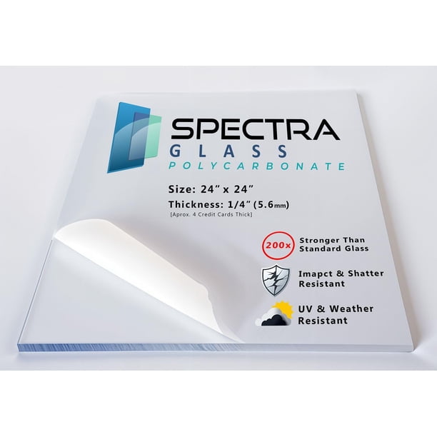 Lámina de plástico de policarbonato Spectra Glass 24 x 24 (6 mm de grosor)