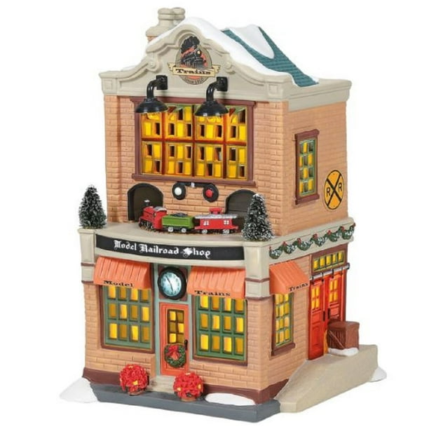Department 56 Christmas in the City Village Model Railroad Shop