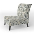 thumbnail image 3 of Designart "Monochrome World Of Botany II" Blue Plants Upholstered Accent Chair - Bohemian & Eclectic Arm Chair For Bedroom, 3 of 5