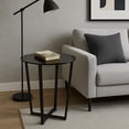 thumbnail image 2 of Mango Steam Round Metro Glass End Table/Side Table/for Living Room & Dining Room - Black Top/Black Base, 2 of 14