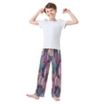 thumbnail image 3 of Boy's Pajama Pants Boys' Long Sleep Pants Children's Pajama Pants Loose Fitting Pajama Pants are Convenient to Put on and Take off XL Pink Leaves, 3 of 9