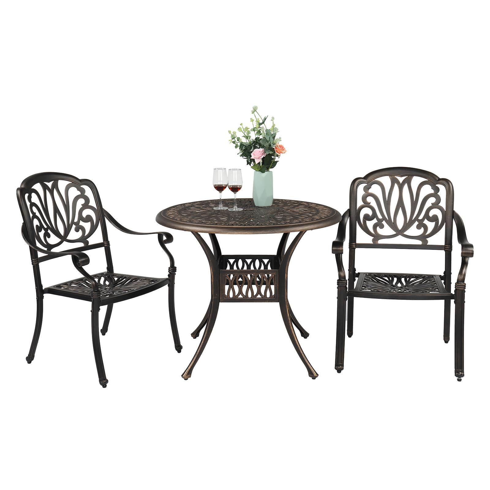 UBesGoo Round Bistro Table with 2" Hole for Patio, Outdoor Aluminum