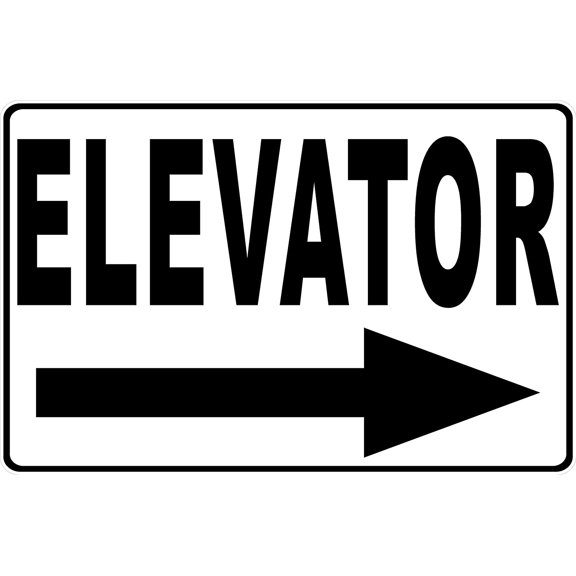 Elevator With Right Arrow Sign. 8x12 Metal.