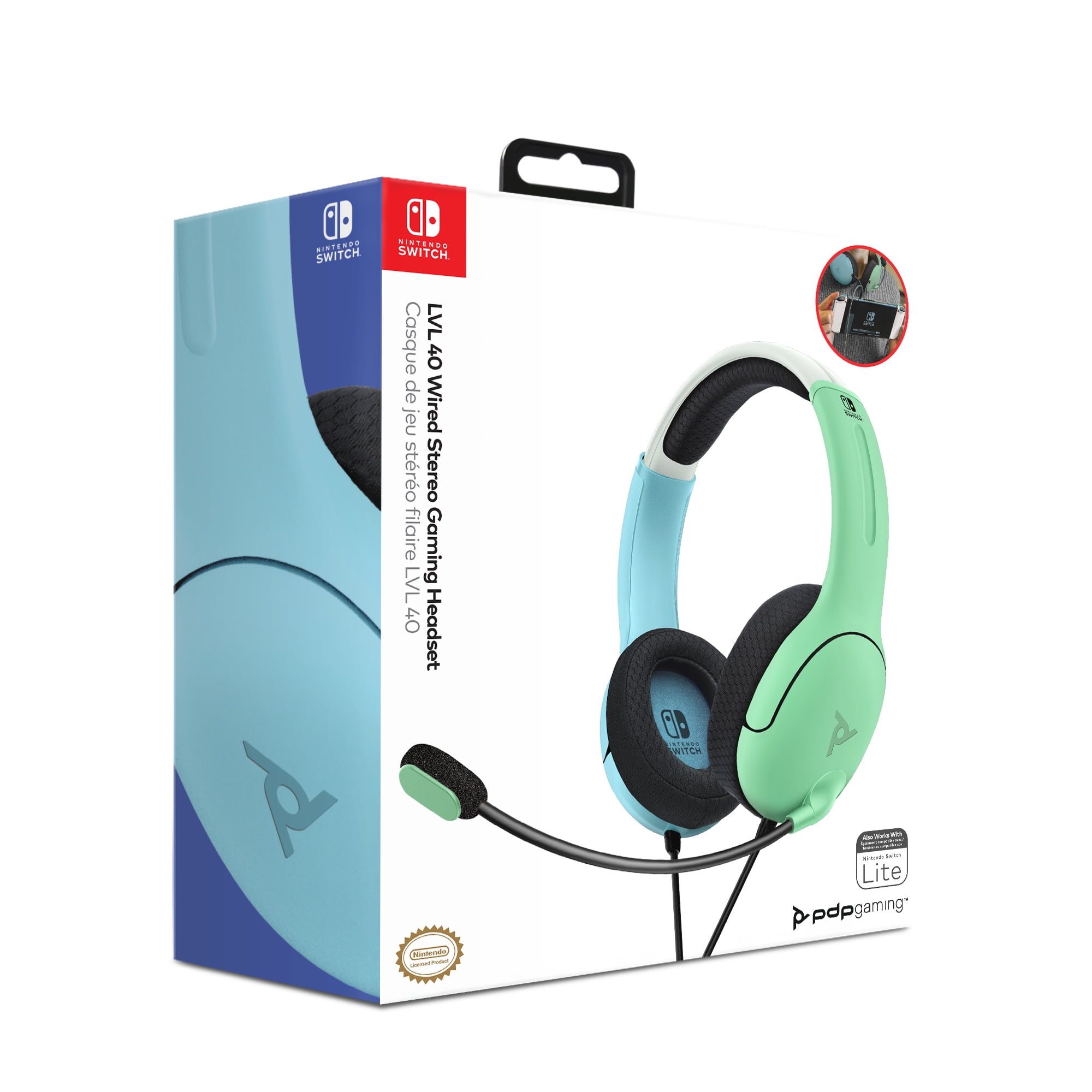 PDP LVL40 Blue/Red Over the Ear Wired Gaming Headset for Nintendo Switch  708056066826