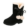 thumbnail image 2 of LYHao Winter Kids Boots With Bow For Girls Cozy Warm Boots For Everyday Play And Easy On/Off Comfort ,Girls Boots Sizes 6 Black(12-12.5 Years), 2 of 6