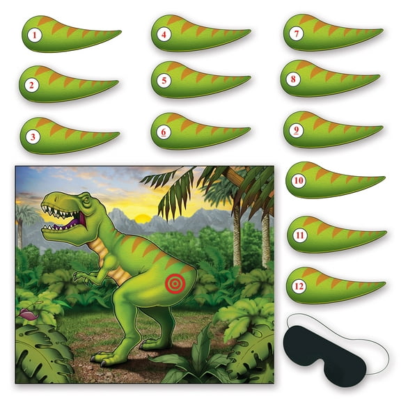 Pin The Tail On The Dinosaur Game, 18" x 21.5", (4/Pkg)