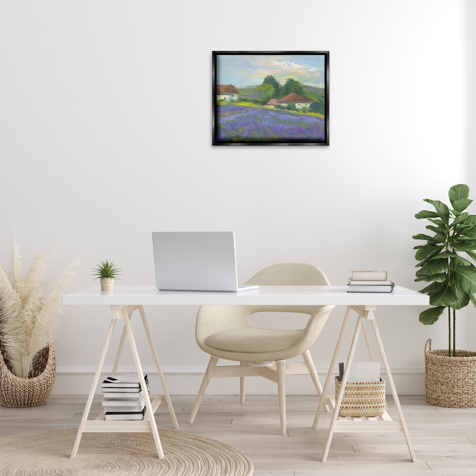 Stupell Industries Lovely Lavender Farmland Landscape & Nature Painting Black Floater Framed Canvas Art Print Wall Art, 21 x 17