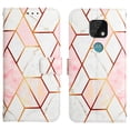 thumbnail image 2 of Allytech Moto E7 Case Wallet,Stylish Marble Case for Girls Women Folding Kickstand Full Body Protection Shockproof Cards Pocket Wrist Strap Wallet Cover for Motorola Moto E7 - Grid Marble, 2 of 7