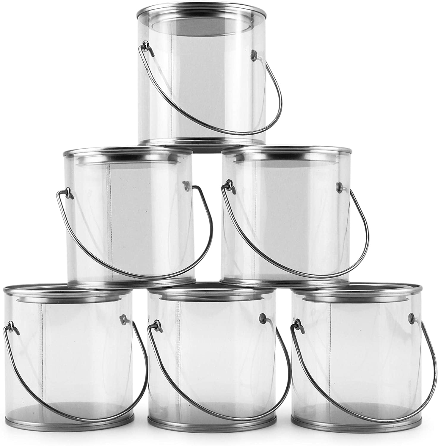 Mini Clear Plastic Paint Cans (6Pack), Little 3Inch Tall "Miniature