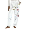 thumbnail image 3 of Wiyuqeen Boho Flannel Pajamas for Women Elastic Waist Warm Fleece Pants Lounge Floral Print Bottoms Fuzzy Fall Winter Sleepwear with Pocket, 3 of 5