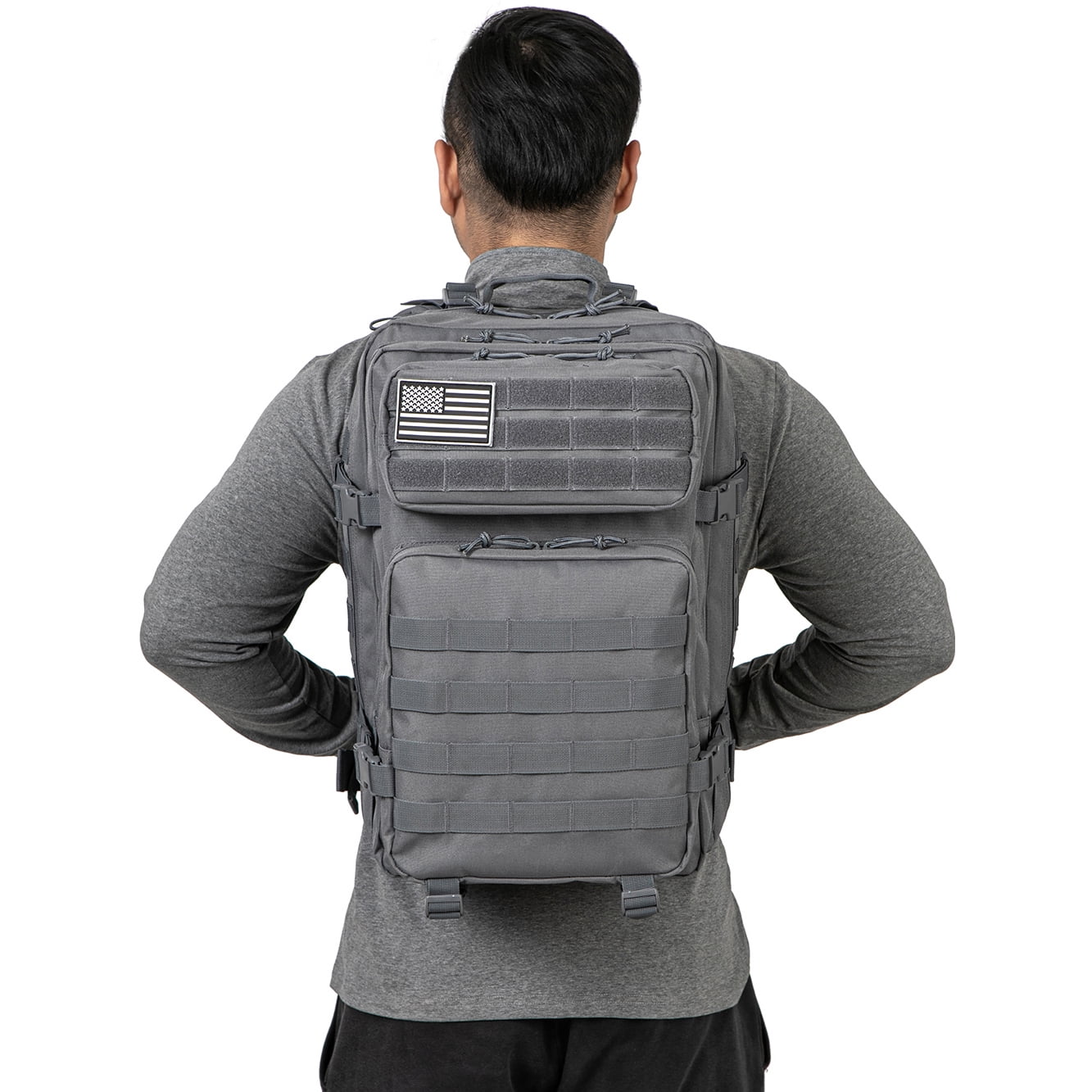 QT&QY 45L Molle Hiking Backpack Outdoor Travel Daypack 17 Inch Laptop Compartment Work Commuter Bag