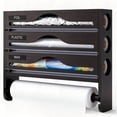 thumbnail image 2 of Wall Mounted Kitchen Organizer for Aluminum Foil and Plastic Wrap, 4-in-1 Paper Towel Holder and Dispenser with Wax Paper Cutter, Wood Grain Adhesive or Screw Mount Storage Rack, 2 of 8