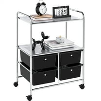 Renwick Rolling Storage Cart w/ 4 Drawers 2 Shelves, Black