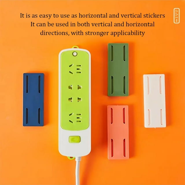 Ruiboury ABS Power Socket Holder Replacement Solid Color Punch-free Self-adhesive Office Living Room Bedroom Fixer Rack Sticker Blue