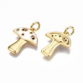 thumbnail image 2 of Autumn Theme Brass Micro Pave Cubic Zirconia Enamel Pendants with Jump Rings Nickel Free Mushroom Real 16K Gold Plated White 16.5x14x2mm Jump Ring: 5x0.8mm 3mm inner diameter, 2 of 2