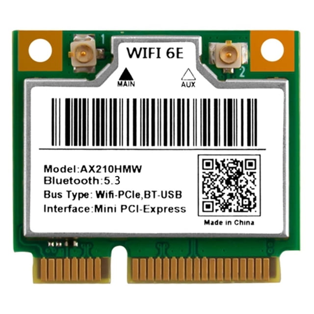 Tarjeta de-Red Inalámbrica WiFi 6E Mini PCI-e AX210HMW, Adaptador Bluetooth 5.3 para Computadoras de Escritorio y Portátiles, Tribanda 2.4/5/6 GHz AX WiFi
