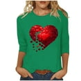 thumbnail image 3 of VKOYWKM Womens Valentine's Day Shirts Heart Print Tees Cute Tops Holiday 3/4 Sleeve T Shirts Casual Crew Neck Romantic Tshirts, 3 of 5