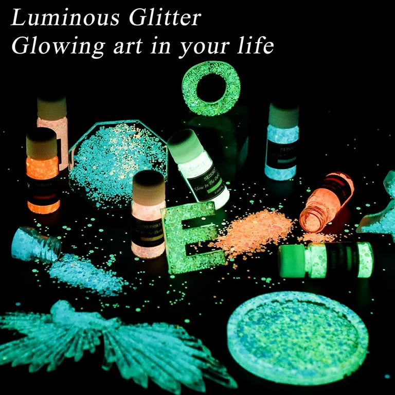 Glow in The Dark Pigment Powder - Epoxy Resin Color Pigment Dyes for DIY Slime Coloring Kit - Luminous Skin Safe Long Lasting Self Glowing for