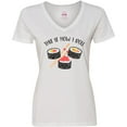 thumbnail image 3 of Inktastic Kawaii How I Roll Sushi Women's V-Neck T-Shirt, 3 of 5
