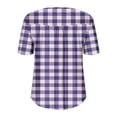 thumbnail image 5 of Hfnxid Womens Plus Size Tops Crewneck Pleated Short Sleeve Shirt Button Down Plaid Print Shirt Summer Casual Vacation ShirtsPurpleXL, 5 of 7