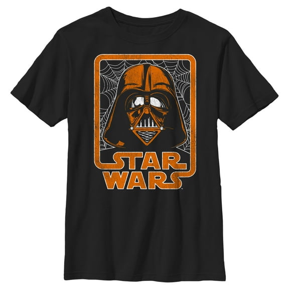 Boy's Star Wars Halloween Darth Vader Spider Webs Logo Graphic Tee