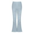 thumbnail image 3 of Htigea Clearance Womens Petite Jeans Stretch Trousers with Zipper High Bell Flare Women's Waisted Stretchy Length Jeans for Women Light Blue,XL, 3 of 4