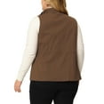 thumbnail image 3 of Agnes Orinda Women's Plus Size Sleeveless Anorak Cargo Coats Zip Button Drawstring Waist Vest Jackets 2X Brown, 3 of 6