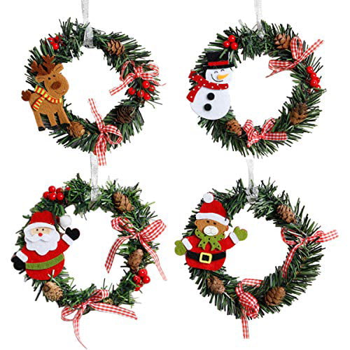 ZERIRA 6 Pack Artificial Christmas Wreath Christmas Spruce Wreath for Front Door 