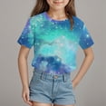 thumbnail image 2 of TOWED22 Girls Short Sleeve T Shirts Kids Summer Tops Crewneck Tees 5-14 Years(Sky Blue,12-13 Y), 2 of 4