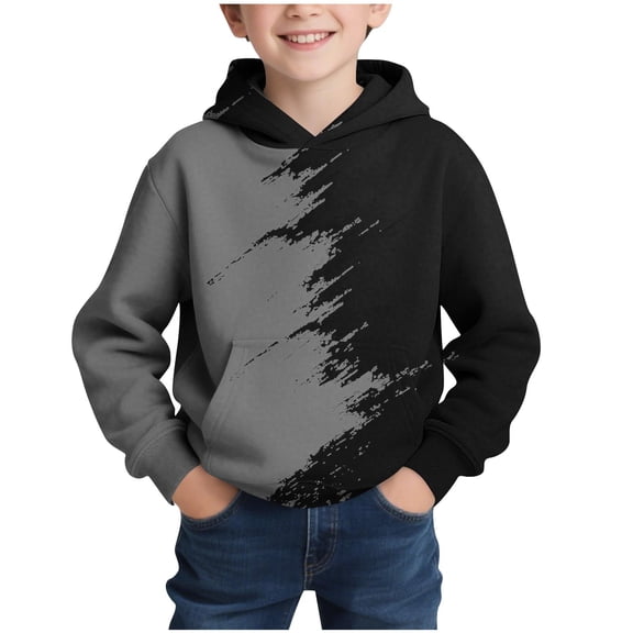 Guluxicc Kids Boys Color Block Hoodie Long Sleeve Casual Hooded Sweatshirt Fall Winter Pullover Tops 4-14 Years