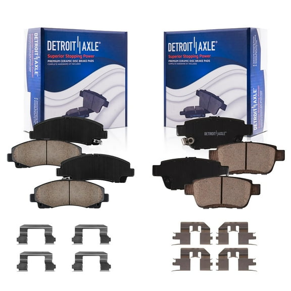 Detroit Axle - Brake Pads for 2006-2011 Honda Ridgeline, 2009-2014 TL, Front & Rear Ceramic Brakes Pads Hardware Replacement